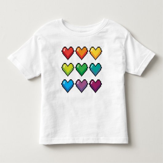 Coeurs arc-en-ciel Pixel joyeux - T-shirt novice (Devant)