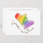 Coeurs Arc-En-Ciel Rejoints En Amour Faire-part (Devant / Derrière)