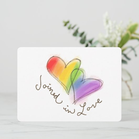 Coeurs Arc-En-Ciel Rejoints En Amour Faire-part (Debout devant)