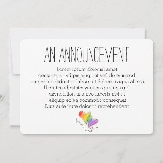 Coeurs Arc-En-Ciel Rejoints En Amour Faire-part (Dos)