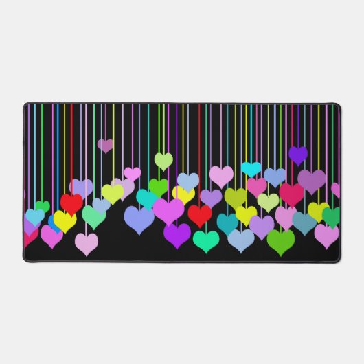 Coeurs arc-en-ciel sur noir (Recto)