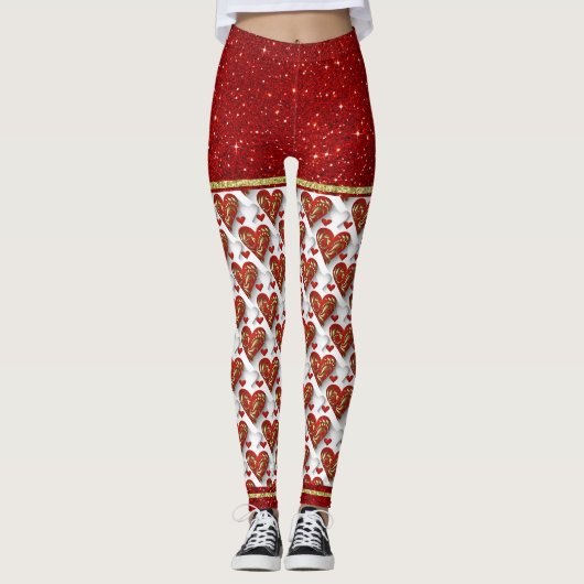Cœurs artistiques 2 Leggings mode en tissu taille  (Devant)