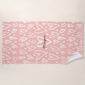 Cœurs artistiques | Serviette de plage à monogramm (Devant)