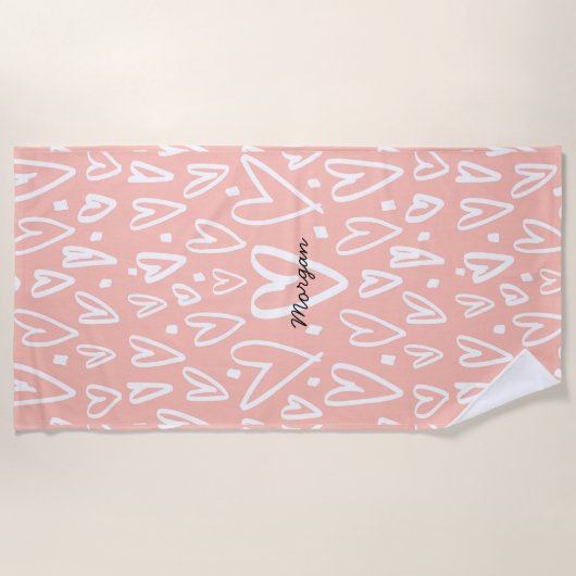 Coeurs artistiques | Serviette de plage Monogram (Devant)