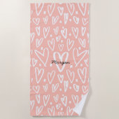 Coeurs artistiques | Serviette de plage Monogram (Devant)