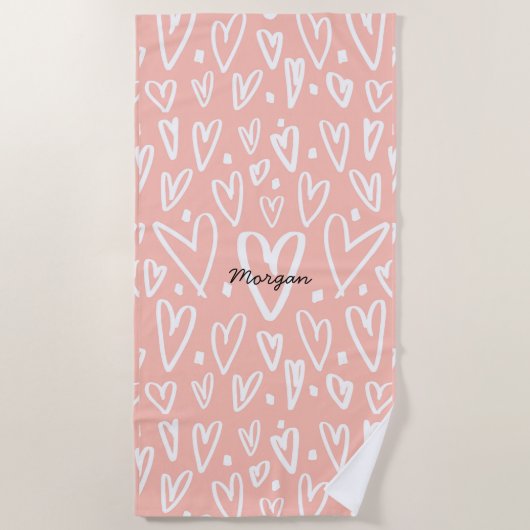Coeurs artistiques | Serviette de plage Monogram (Devant)