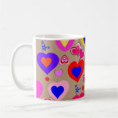 Coeurs beiges colorés Mug (Gauche)