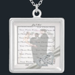 Coeurs Blanc Mariage Carré Collier Argent<br><div class="desc">Personnalisez ce joli collier pour avoir comme faveurs de mariage à votre réception de mariage ou pour en avoir un vous-même en souvenir de votre journée spéciale. Ce collier est aussi le cadeau parfait pour la mariée fourmi sa douche nuptiale. Personnalisez en changeant le texte dans les champs fournis et...</div>