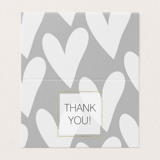 Coeurs blancs gris Merci Mariage (Outside Unfolded)