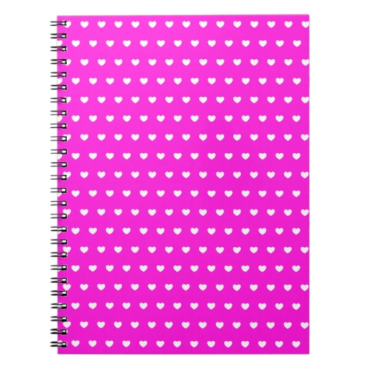 Coeurs Blancs Mignons Sur Carnet Rose Flashy (Devant)
