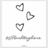 Coeurs blancs Nom flottant Script autocollant (Feuille)