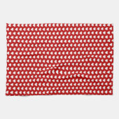 Coeurs blancs sur la serviette de plat rouge (Horizontal)