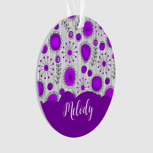 Coeurs blancs violet blanc Whimsical fleurs nom fl (devant)