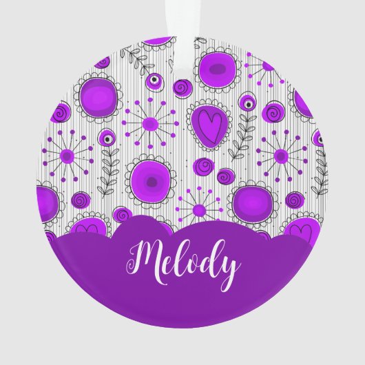 Coeurs blancs violet blanc Whimsical fleurs nom fl (dos)