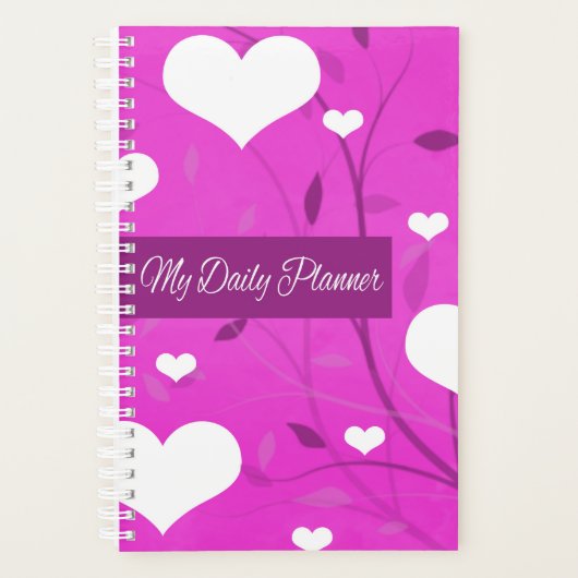 Coeurs blancs Violet Floral Daily Planner (Devant)