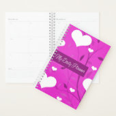 Coeurs blancs Violet Floral Daily Planner (Devant avec enveloppe)