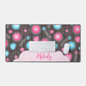 Coeurs bleu rose blanc et nom floral des fleurs (Clavier et souris)