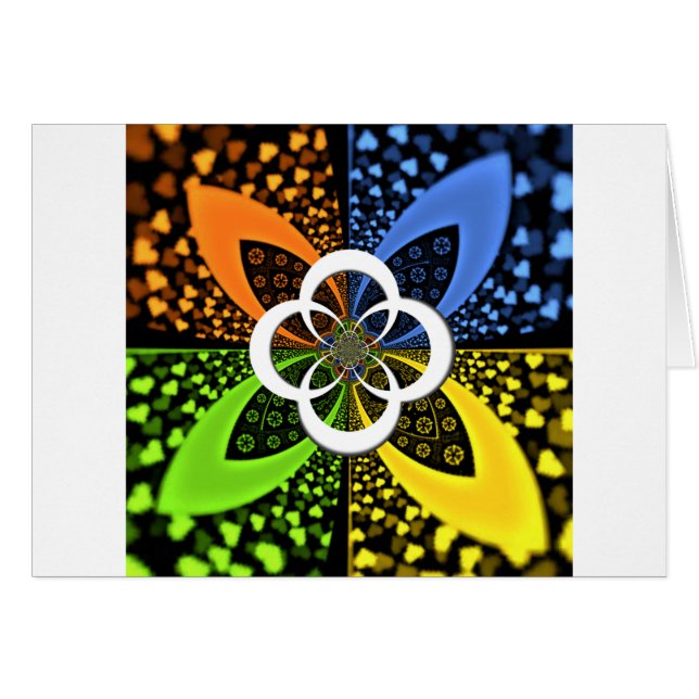 Coeurs bleu vert jaune Iridescente (Devant horizontal)