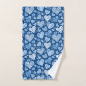Cœurs bleus aquarelle dessinés à la main (Serviette à main)