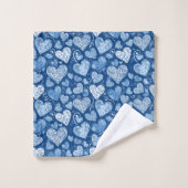 Cœurs bleus aquarelle dessinés à la main (Gant de toilette)