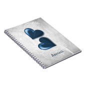 Coeurs bleus Carnet personnalisé (Côté Droit)