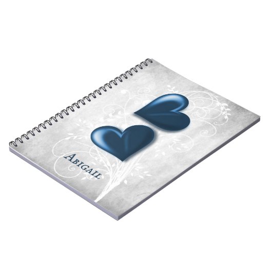 Coeurs bleus Carnet personnalisé (Côté gauche)