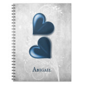 Coeurs bleus Carnet personnalisé (Devant)