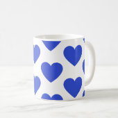 Cœurs bleus indigo mug à café blanc amusant (Devant droit)