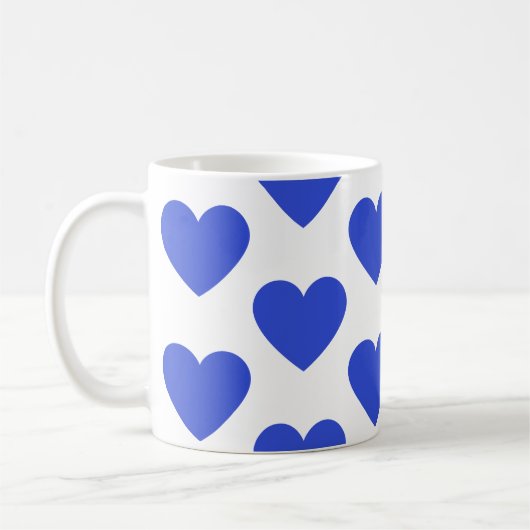 Cœurs bleus indigo mug à café blanc amusant (Gauche)