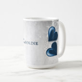 Coeurs bleus Mug café personnalisé (Devant droit)