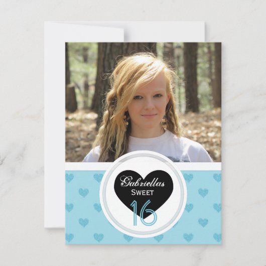 Coeurs bleus : Photo: Sweet 16 Party Invitation (Devant)