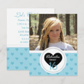 Coeurs bleus : Photo: Sweet 16 Party Invitation (Devant / Derrière)