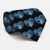 Coeurs bleus sur Cravate Doodle Fire (Roulé)