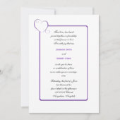 Coeurs bordés Faire-part de mariage violet (Devant)