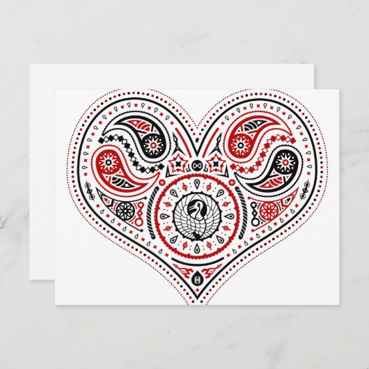 Coeurs - Carte postale (Blanc/Rouge/Noir) (Devant / Derrière)