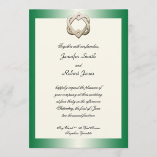 Coeurs celtiques sur le faire-part de mariage vert