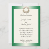 Coeurs celtiques sur le faire-part de mariage vert (Devant)