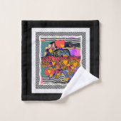 Coeurs Chevron + Fleurs (Gant de toilette)