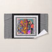 Coeurs Chevron + Fleurs (Serviette à main)