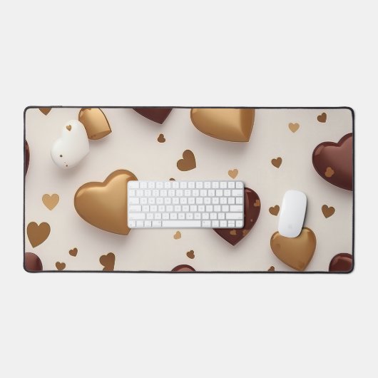 Coeurs chocolat et or (Clavier et souris)