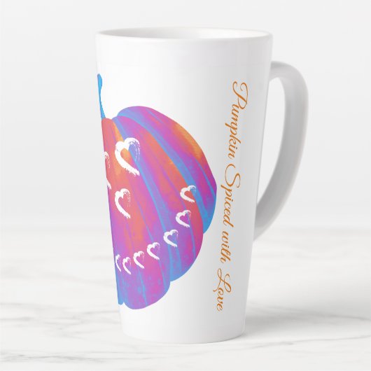 Coeurs Citrouilles psychédéliques Latte Mug (Angle droit)