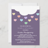 Coeurs Cloud & Pastel | Invitation Baby shower vio (Devant)