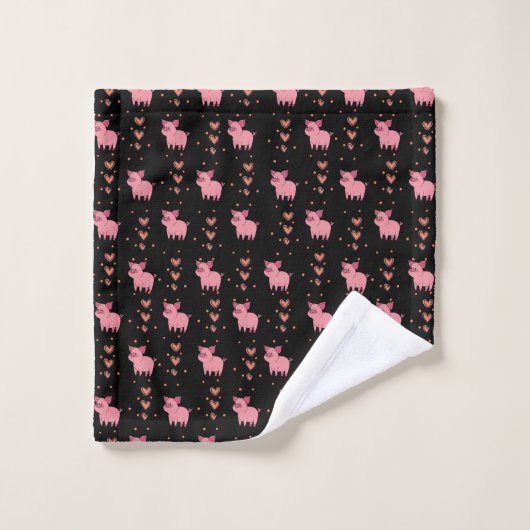 Coeurs Coeurs Piggy Piggy Motif Aimer Animaux Ha (Gant de toilette)