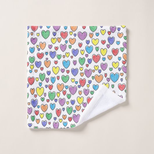 Coeurs colorés (Gant de toilette)