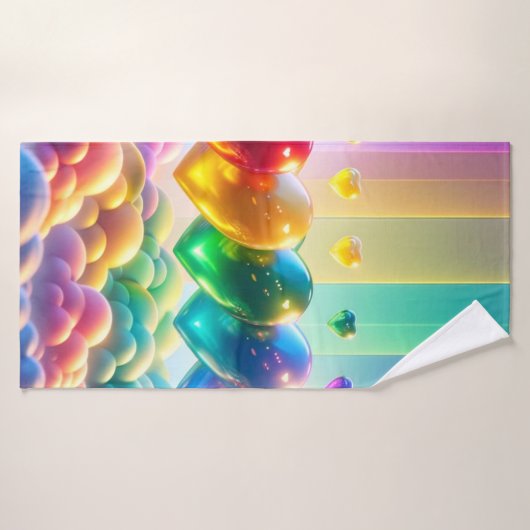 Coeurs colorés (Serviette de bain)