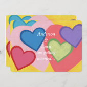Coeurs colorés amusants Invitations de mariage per (Devant / Derrière)
