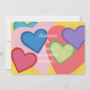 Coeurs colorés amusants Invitations de mariage per