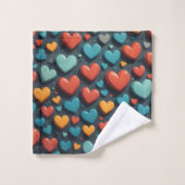 Cœurs colorés, art de la Saint-Valentin (Gant de toilette)