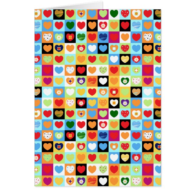 Coeurs colorés, carte (Devant)