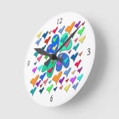 Coeurs colorés Horloge ronde (Angle)
